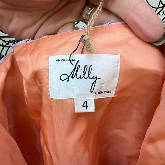 Milly of New York Purple Leaf Lace Applique Coral Underlay  Mini Skirt 3D Size 4 - Picture 6 of 8